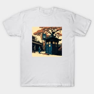 Colourful illustration of Tardis in Japan T-Shirt